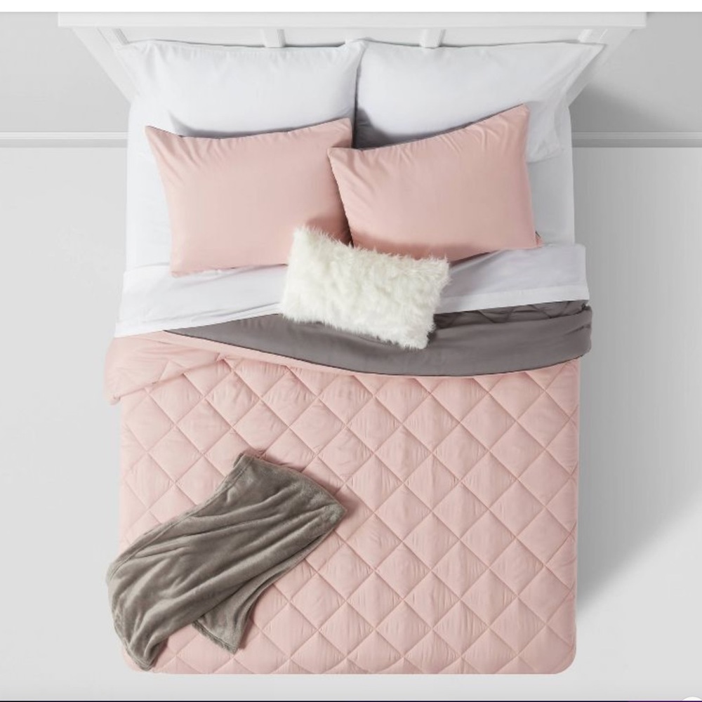Pink/Grey Reversible Comforter - Picture 2 of 2